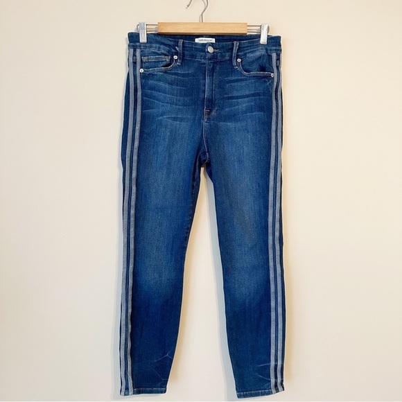 Good American Good Legs Double Side Stripe High Rise Blue Jeans - 10/30 - Picture 1 of 14
